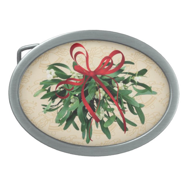 Kiss Me Under the Mistletoe Belt Buckle (Front)