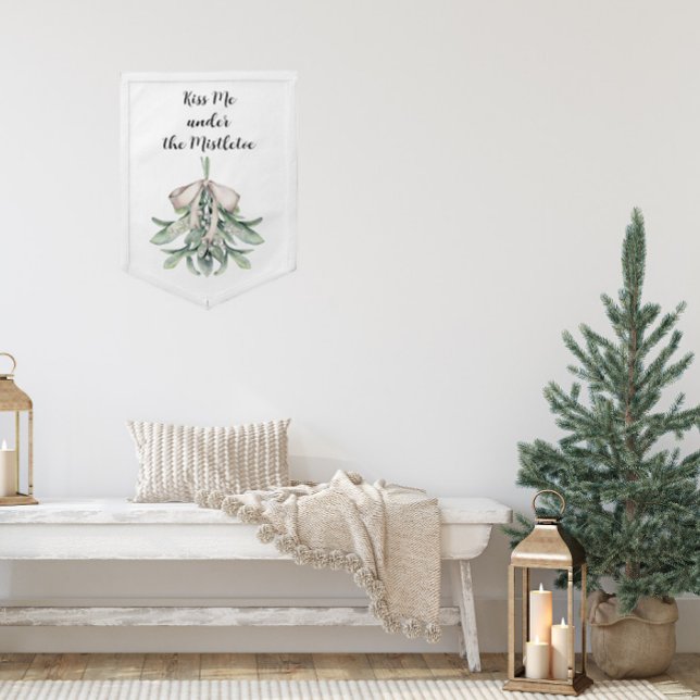 Kiss Me Under the Mistletoe Christmas  Pennant (Mistletoe Christmas Pennant)