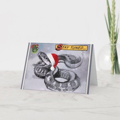 Kiss Me Under the Mistletoe Christmas Snake Holiday Card