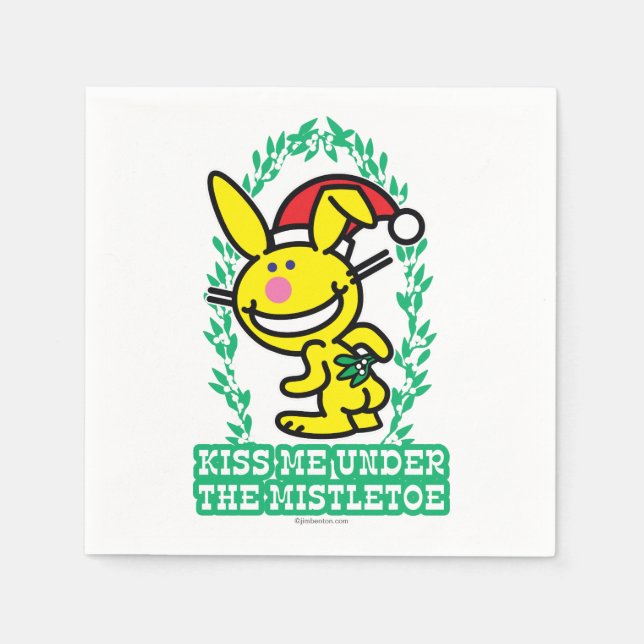 Kiss Me Under The Mistletoe Napkins (Front)
