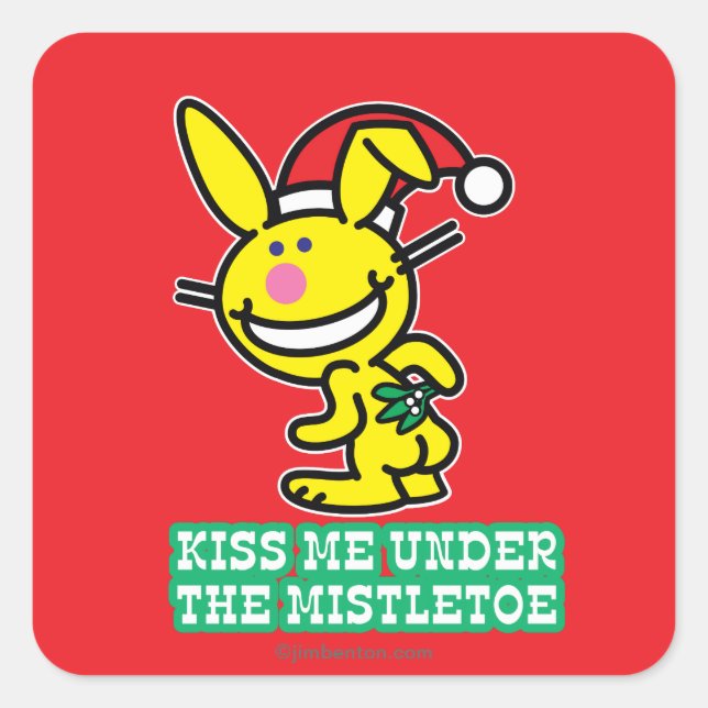 Kiss Me Under The Mistletoe Square Sticker (Front)