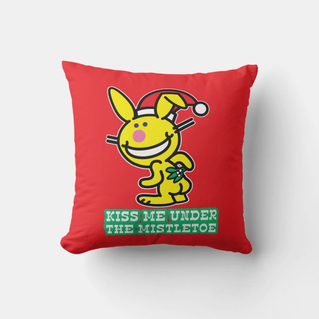 Kiss Me Under The Mistletoe Throw Pillow (Front)