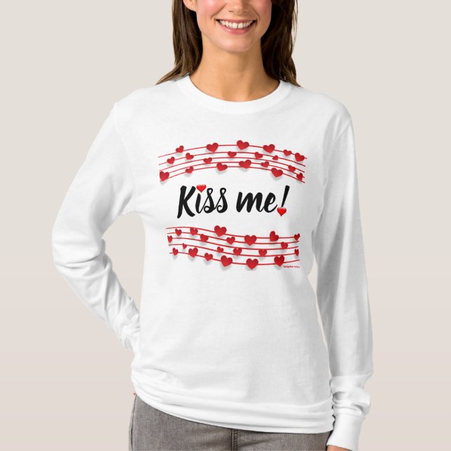 Kiss Me Valentines Day Women's Long Sleeve T-shirt (Front)