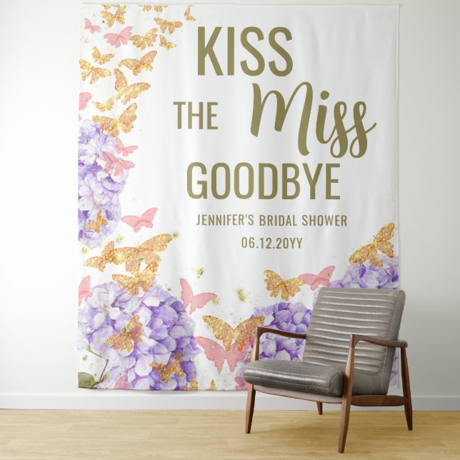 Kiss Miss Butterfly Garden Bridal Shower Backdrop (In Situ)