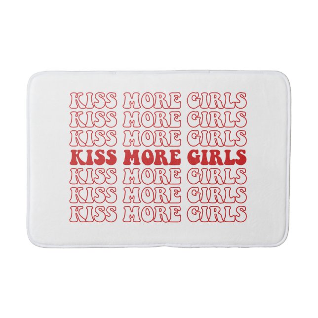 Kiss More Girls Lesbian Bisexual LGBTQ Pride Month Bath Mat (Front)