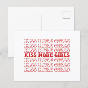 Kiss More Girls Lesbian Bisexual LGBTQ Pride Month Postcard