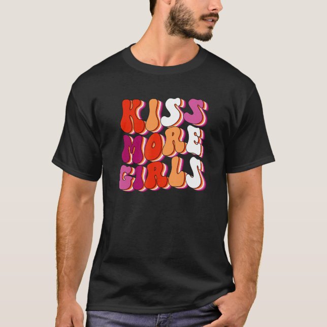 Kiss More Girls Lesbian Pride Flag LGBTQ Pride Mon T-Shirt (Front)