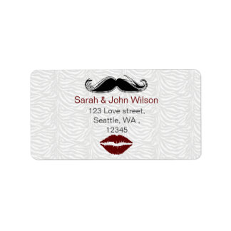 kiss mustache zebra stripe return address label