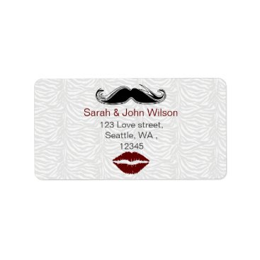 kiss mustache zebra stripe return address label