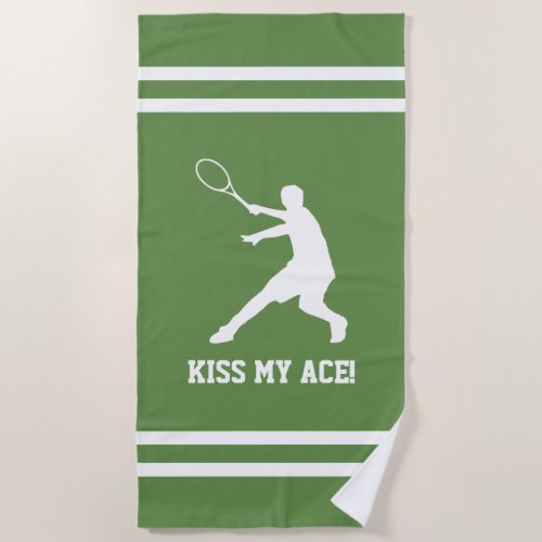 Kiss my ace funny beach towel for tennis player