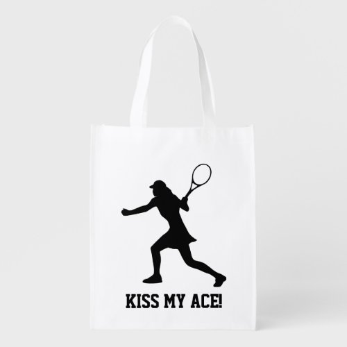 Kiss my ace funny female tennis silhouette bag