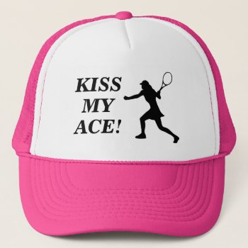 Kiss My Ace! Funny Pink Tennis Hat For Women by imagewear at Zazzle