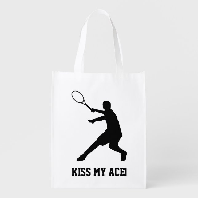 Kiss my ace funny tennis gift for him or her - grocery bag (Front)