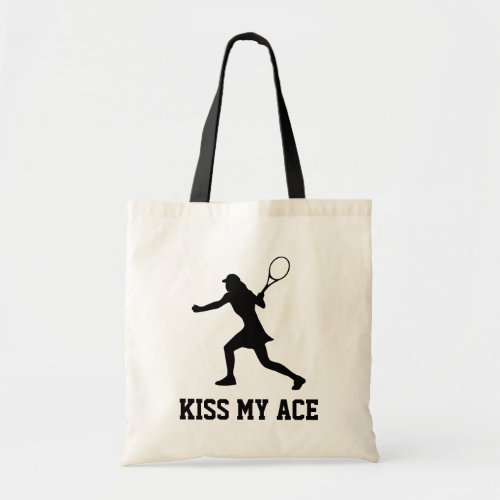 Kiss My Ace funny tennis tote bag for women