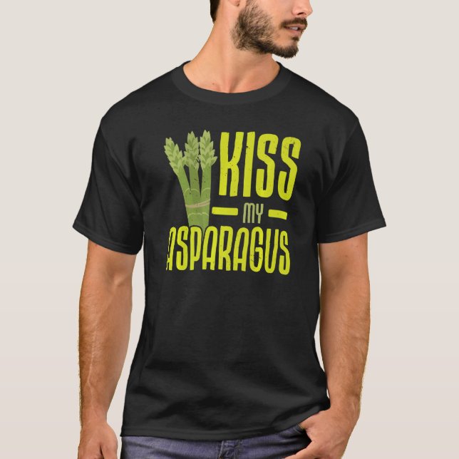 Kiss My Asparagus Garden Vegetable Vegetarian Vega T-Shirt (Front)