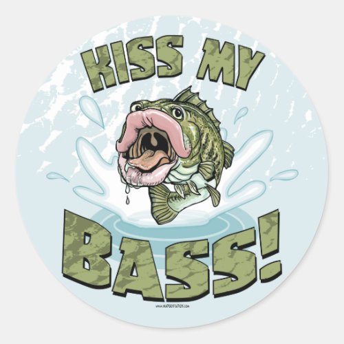 Kiss My Bass Big Mouth Fish Gear Classic Round Sticker