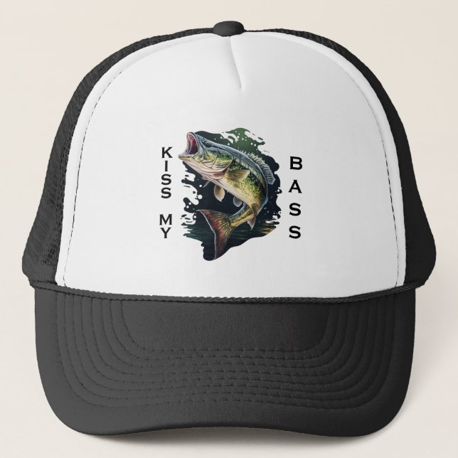 Kiss My Bass Fishing Trucker Hat (Front)