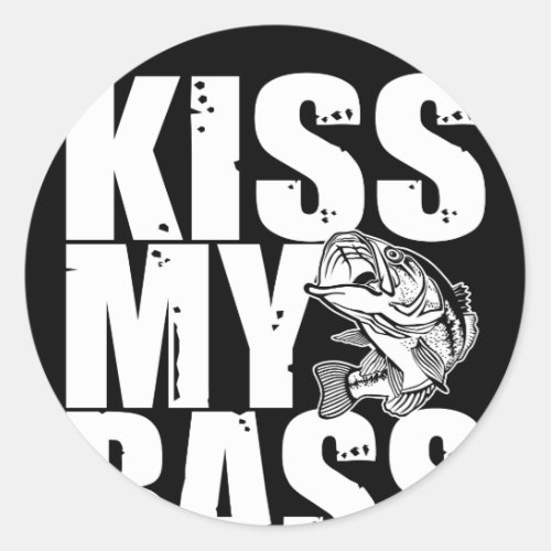 Kiss My Bass Large Mouth Bass Fishing Classic Round Sticker