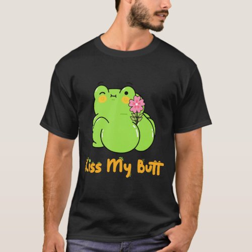 Kiss My Butt Green Frog Png Funny Frog Funny  T_Shirt