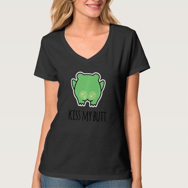 Kiss My Butt Green Frog T-Shirt (Front)