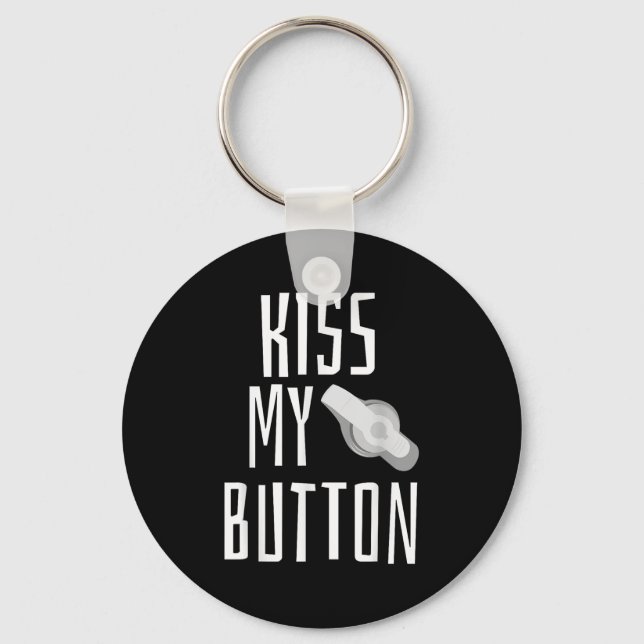Kiss My Button Feeding Tube Awareness Tubie G-tube Keychain (Front)