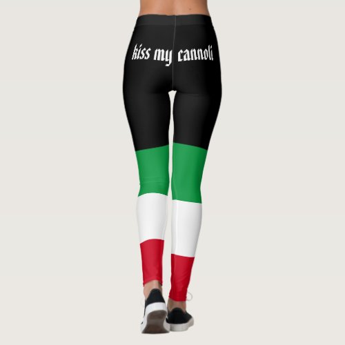 Kiss my cannoli funny Italian flag Leggings