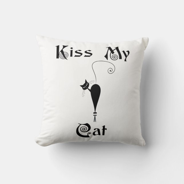 Kiss My Cat Throw Pillow (Front)