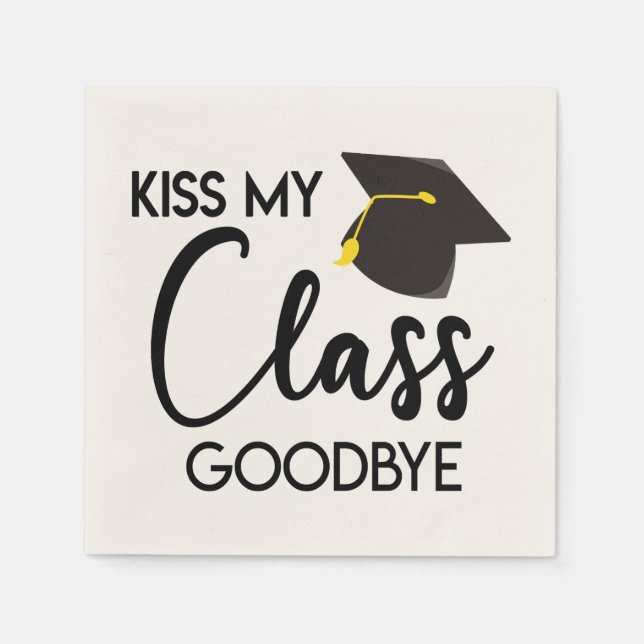 Kiss My Class Goodbye Black White Graduation Party Napkins (Front)