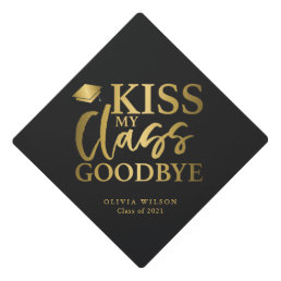 Kiss My Class Goodbye Gold Graduation Cap Topper