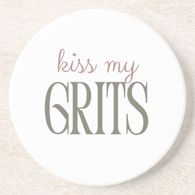 Kiss my grits southern saying sage & wildflower coaster (Front)