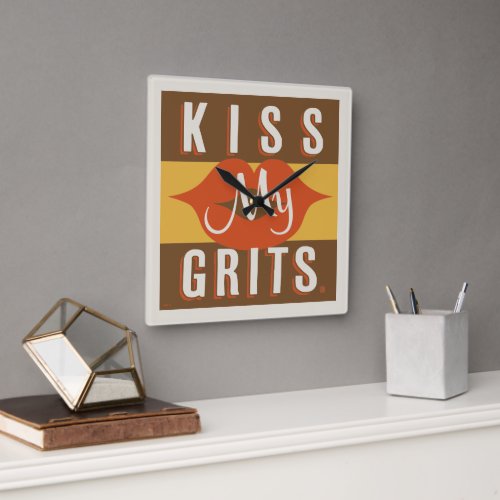 Kiss My Grits Square Wall Clock