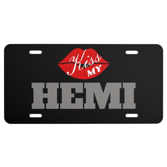 Kiss My Hemi Billet Challenger License Plate (Front)