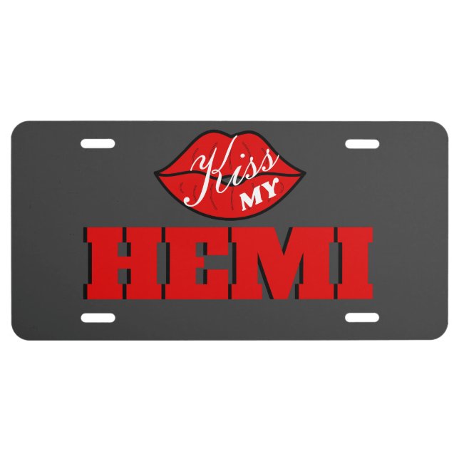Kiss My Hemi Destroyer Grey Challenger License Plate (Front)