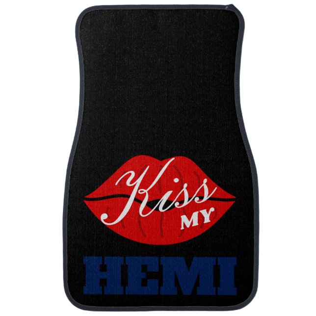 Kiss My Hemi IndiGo Blue Challenger Car Floor Mat (Front)