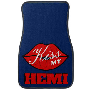 Kiss My Hemi IndiGo Blue Challenger Car Floor Mat