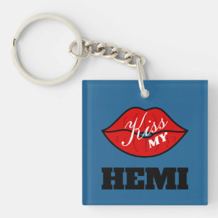 Kiss My Hemi Power B5 Blue Challenger Keychain