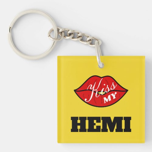 Kiss My Hemi Power Yellow Jacket Challenger Keychain