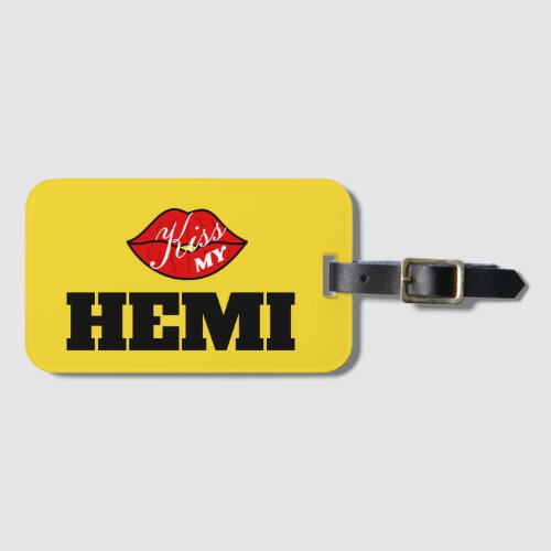 Kiss My Hemi Power Yellow Jacket Challenger Luggage Tag