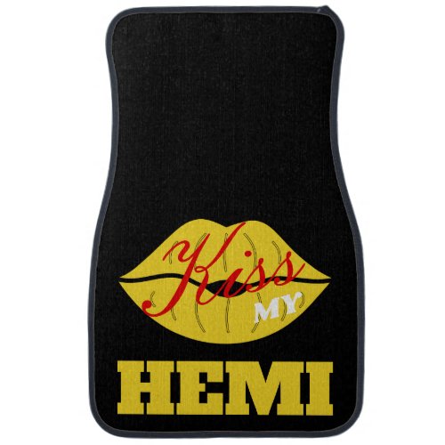 Kiss My Hemi Yellow Jacket Challenger Car Floor Mat