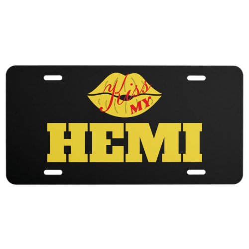 Kiss My Hemi Yellow Jacket Challenger License Plate