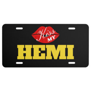Kiss My Hemi Yellow Jacket Challenger License Plate