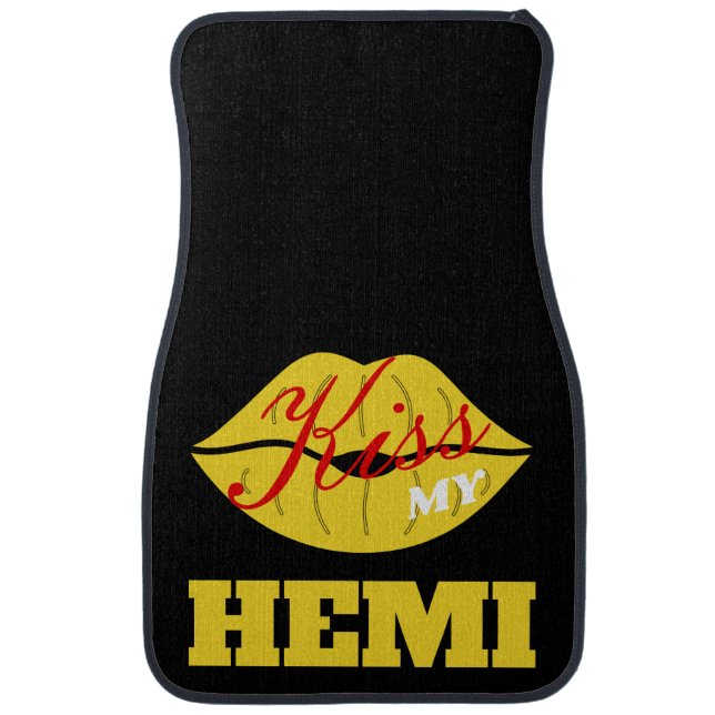 Kiss My Hemi Yellow Jacket Charger Car Floor Mat (Front)