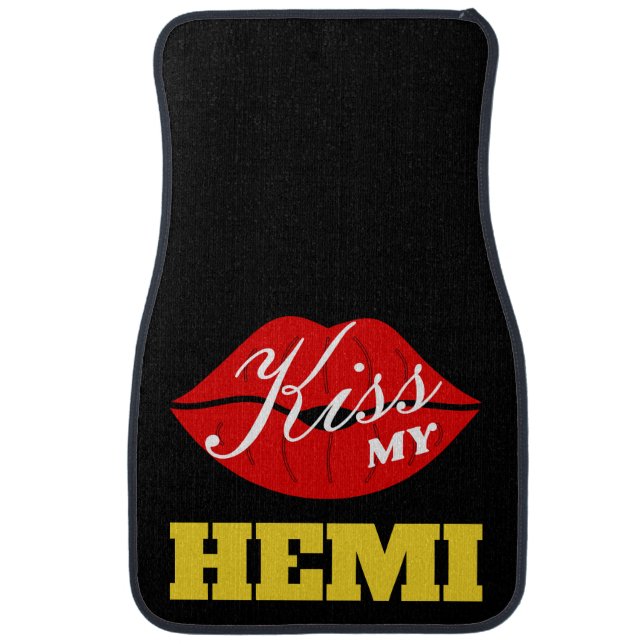 Kiss My Hemi Yellow Jacket Charger Car Floor Mat (Front)