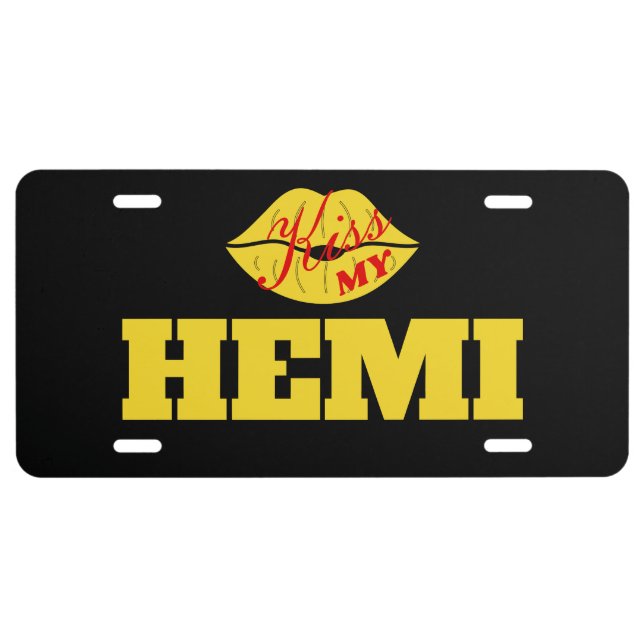 Kiss My Hemi Yellow Jacket Charger License Plate (Front)