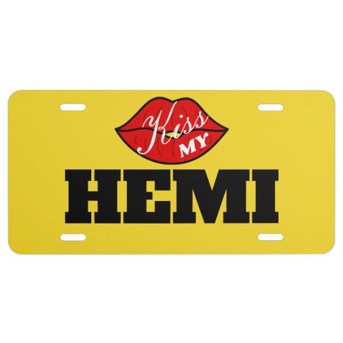 Kiss My Hemi Yellow Jacket Charger License Plate