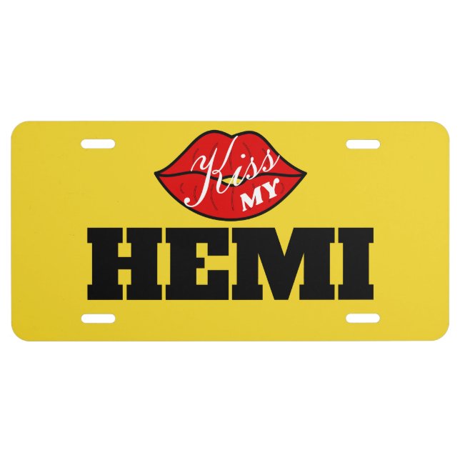Kiss My Hemi Yellow Jacket Charger License Plate (Front)