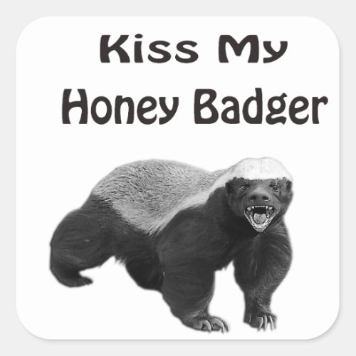 kiss My Honey Badger Square Sticker