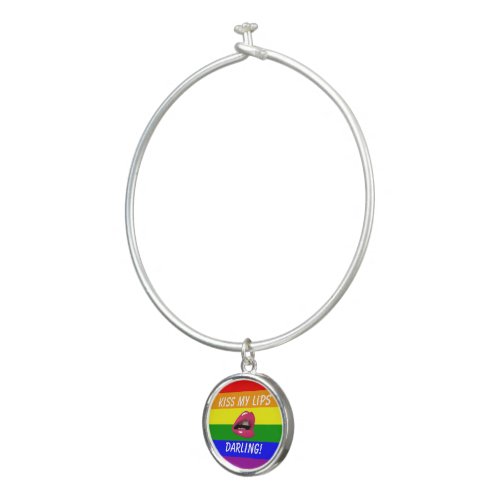 Kiss My Lips Darling Rainbow Flag ️ _ LGBTQ Bangle Bracelet