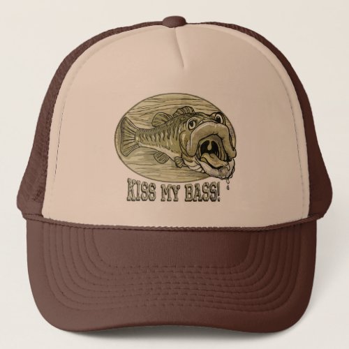 Kiss My Mounted Bass by Mudge Studios Trucker Hat