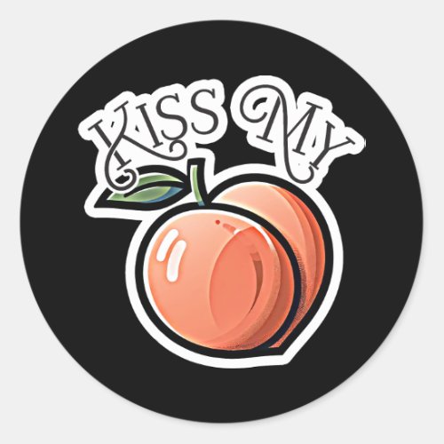 Kiss my Peach Peaches Funny Fruit Classic Round Sticker